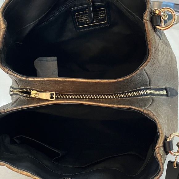 Coach Metallic Embossed Leather Phoebe Shoulder Bag Ombre Gold/Bronze/Black- NWT - Picture 7 of 13